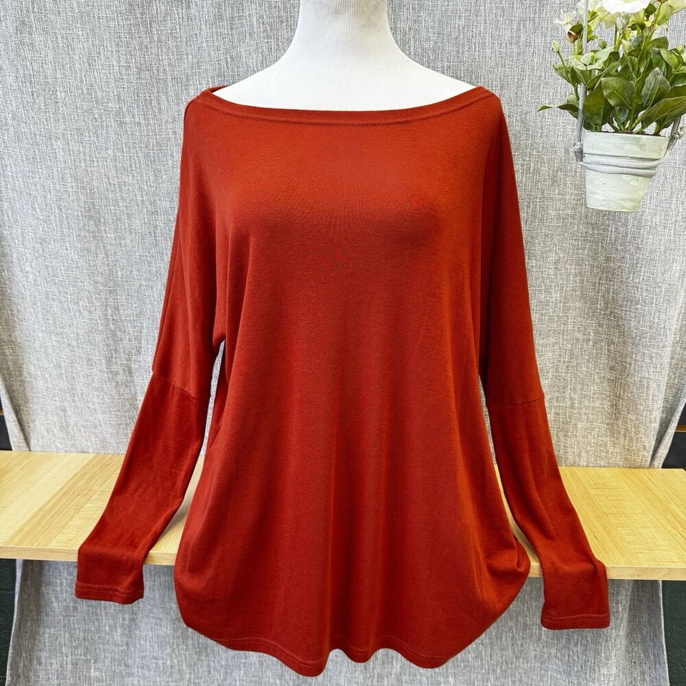 Lido-Hool Orange Boatneck Long Sleeve Top - Women’s Size Large - Picture 1 of 8